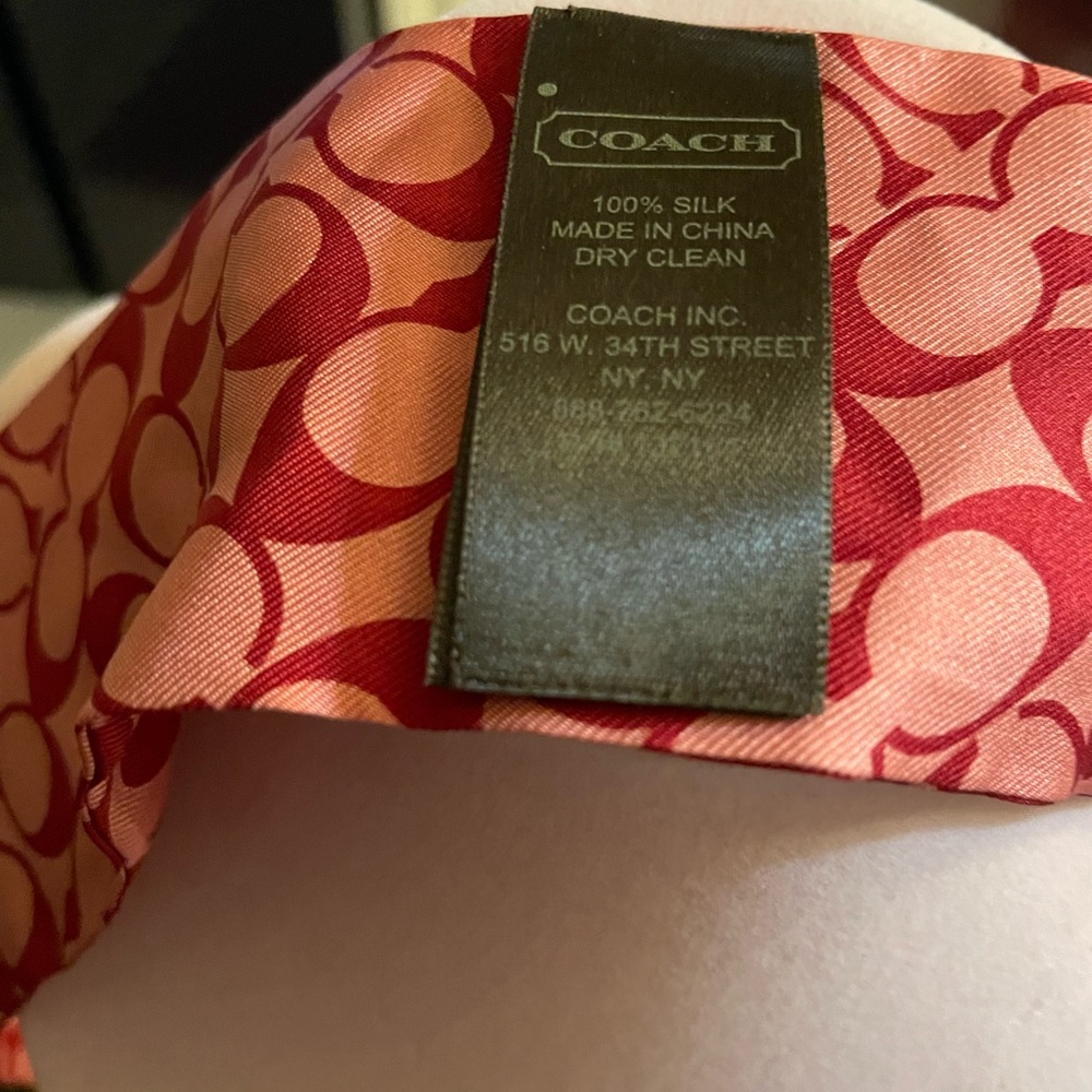 Authentic Coach Red/Pink Patterned Silk Scarf - C… - image 4